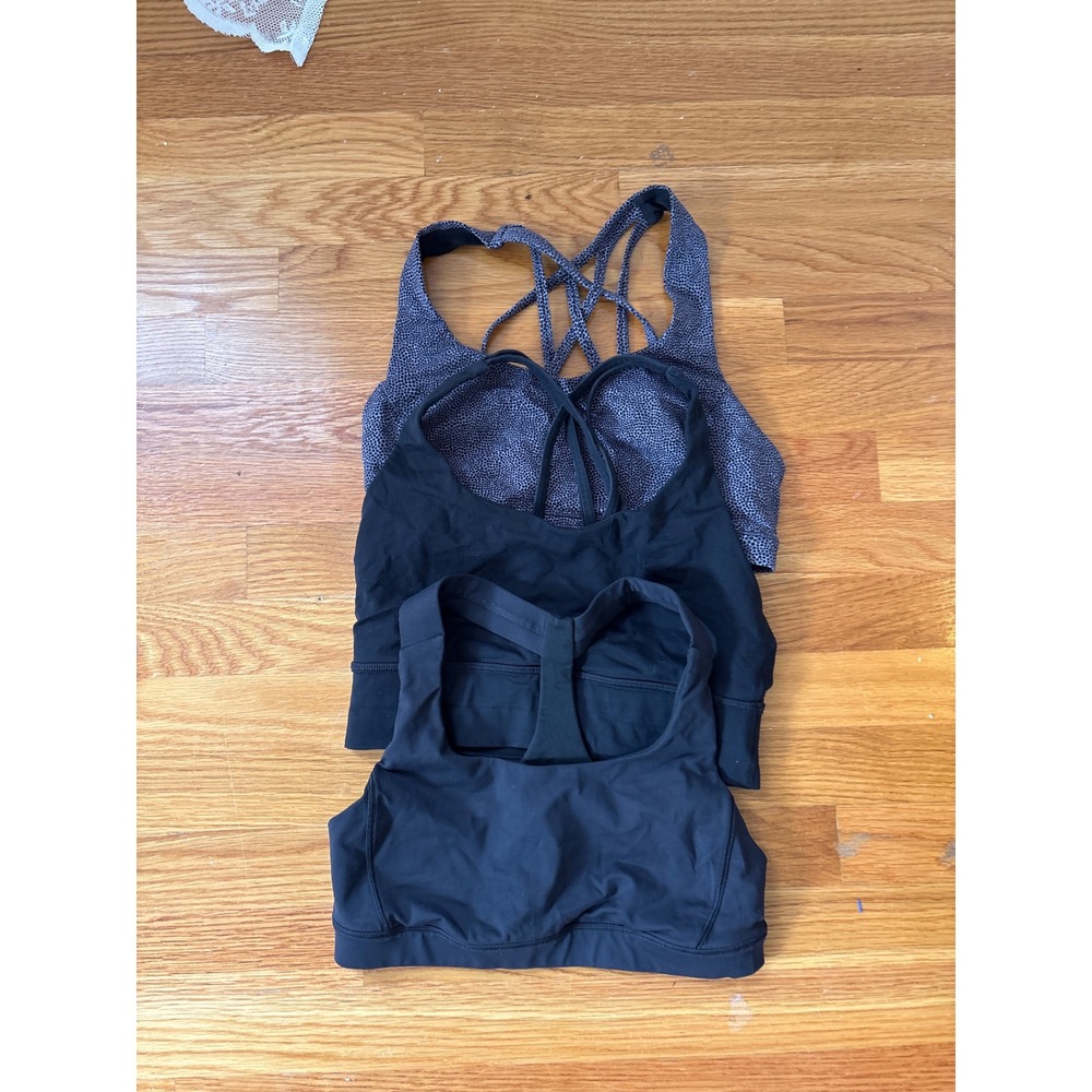 Lululemon Sports Bra Bundle Size 6 Free to Be Wild Strappy Racerback Black Dot